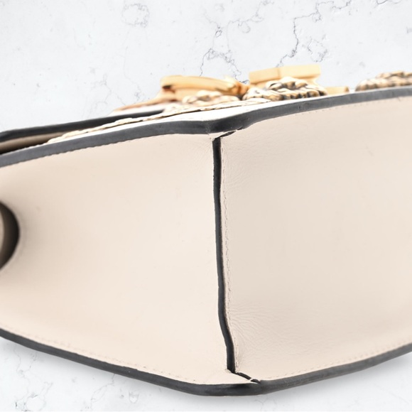 Gucci Calfskin Animal Studs Mini Sylvie Top Handle Bag White - Picture 5 of 10